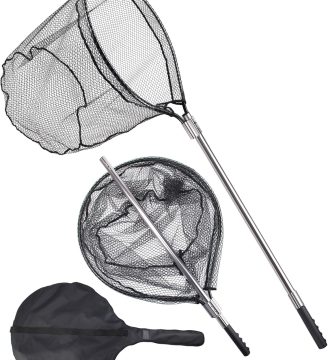 Avlcoaky Rubber Fishing Net - Large Saltwater Fishing Landing Net with Telescoping Handle for Kayak Fishing - Extends 70 to 94 Inch, 27.5 Inch Depth