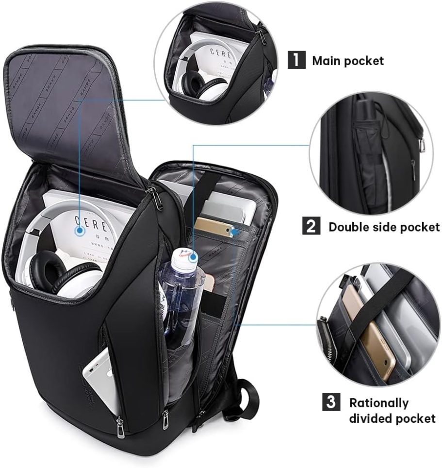 BANGE Business Smart Backpack Waterproof fit 15.6 Inch Laptop Backpack with USB Charging Port,Travel Durable Backpack - Image 2