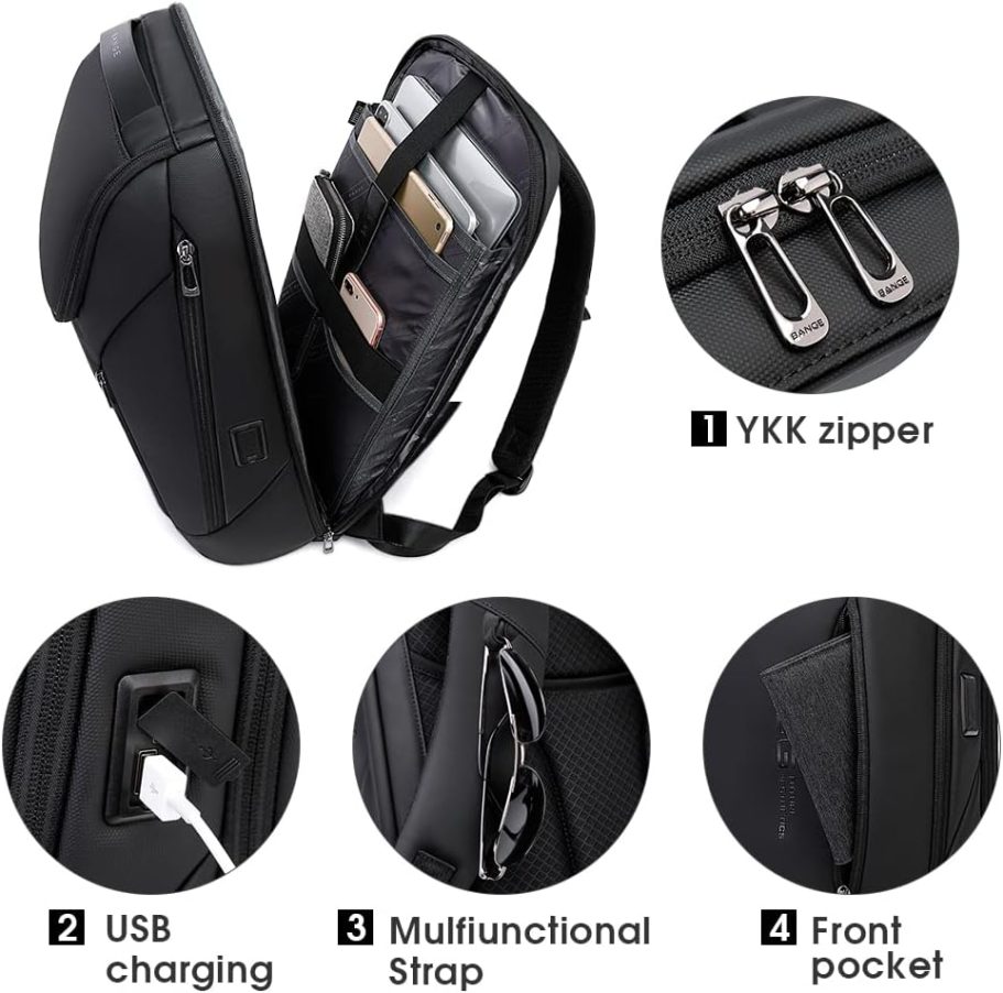 BANGE Business Smart Backpack Waterproof fit 15.6 Inch Laptop Backpack with USB Charging Port,Travel Durable Backpack - Image 4