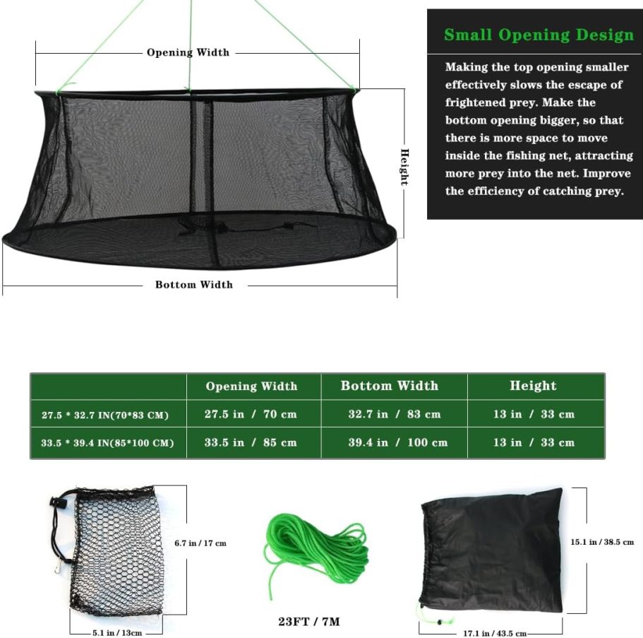 Drasry Fishing Net Trap for Bait Minnow Shrimp Crayfish Foldable Fish Crawdad Lobsters Cast Net Collapsible - Image 3